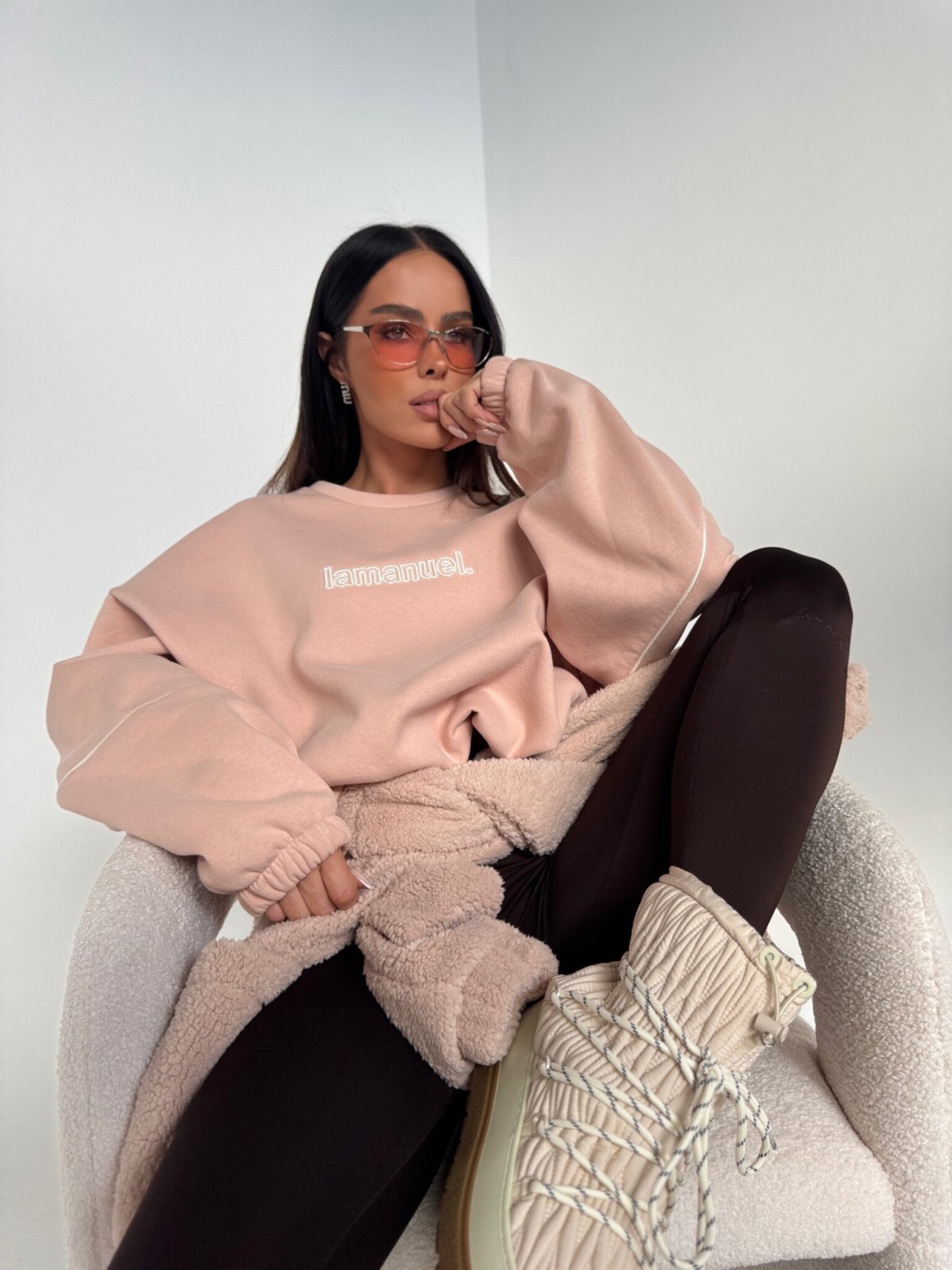 Bluza dresowa NUDE, puder