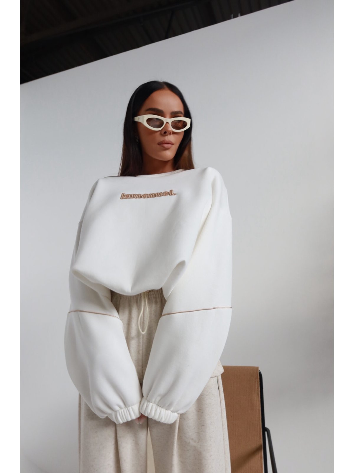 Bluza dresowa NUDE, ecru