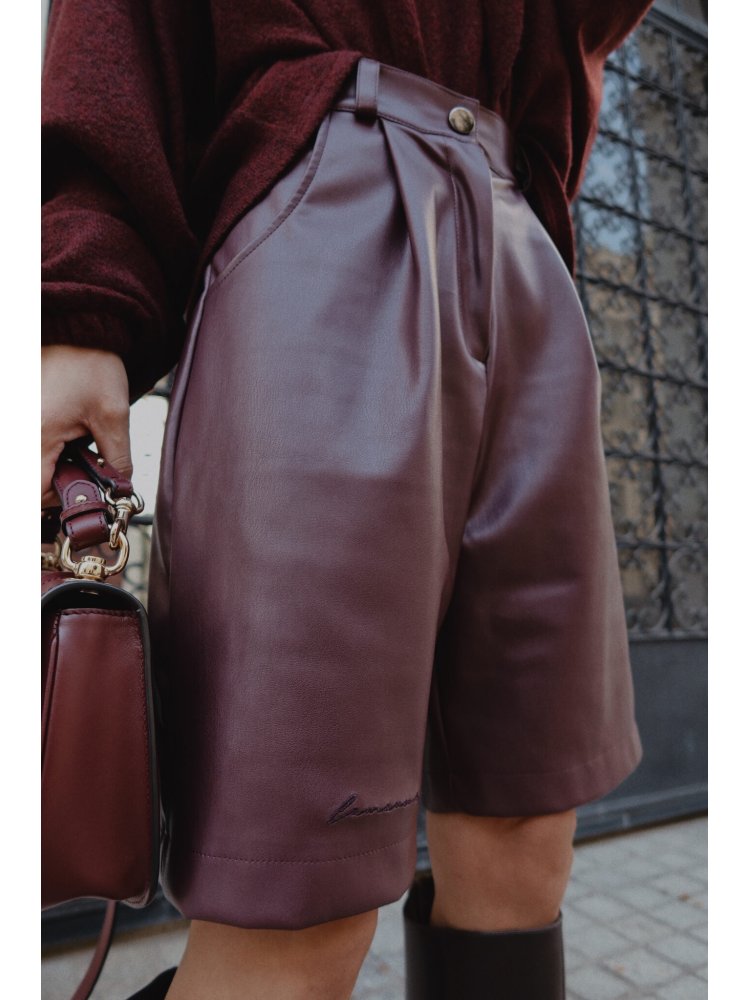 Szorty skórzane GLEAM, bordo