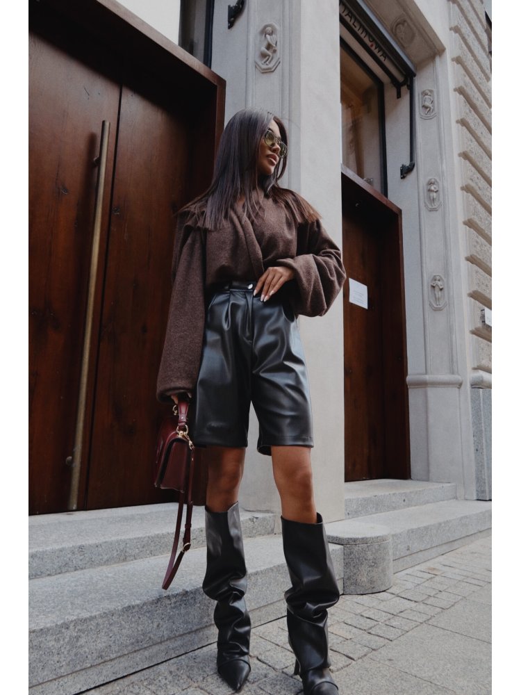 Szorty skórzane GLEAM, czarne