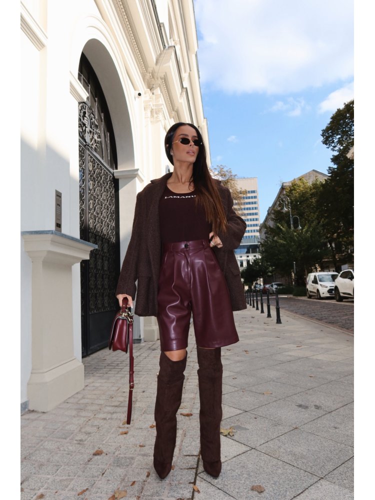 Szorty skórzane GLEAM, bordo