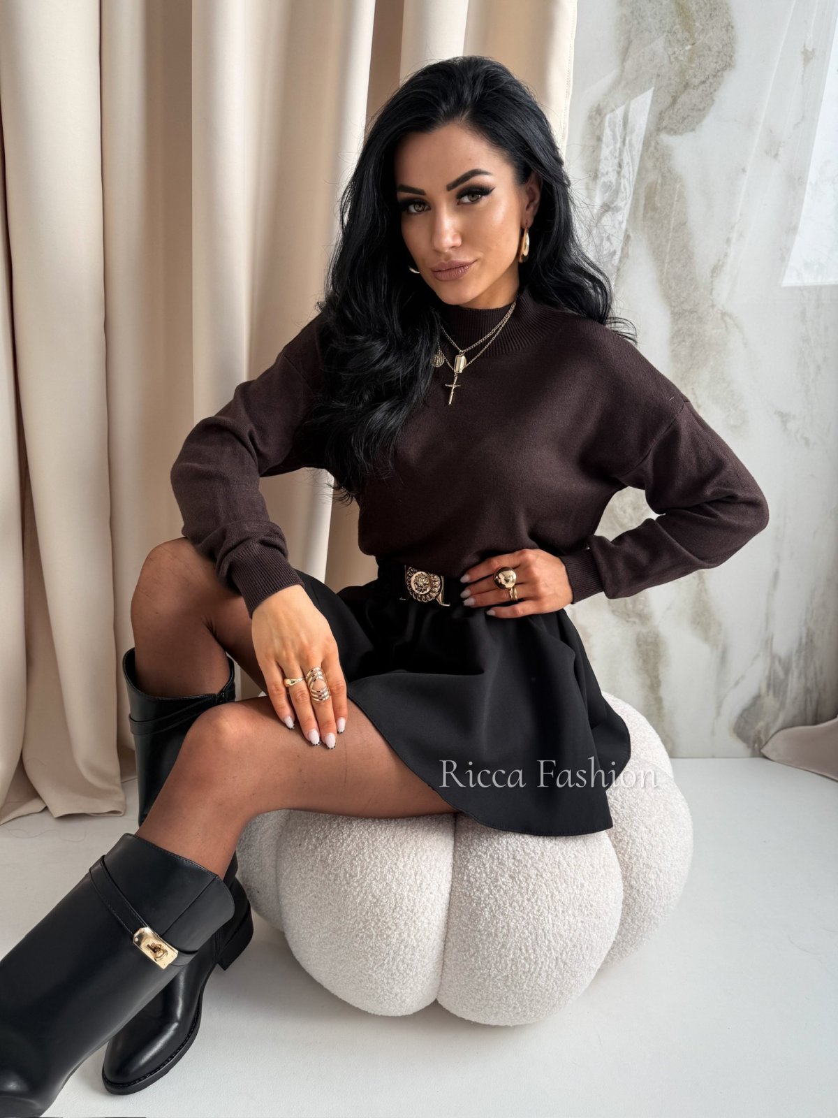 Półgolf/sweterek SALOME, dark chocolate