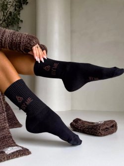 Skarpetki BYME, czarne/czekoladowe logo