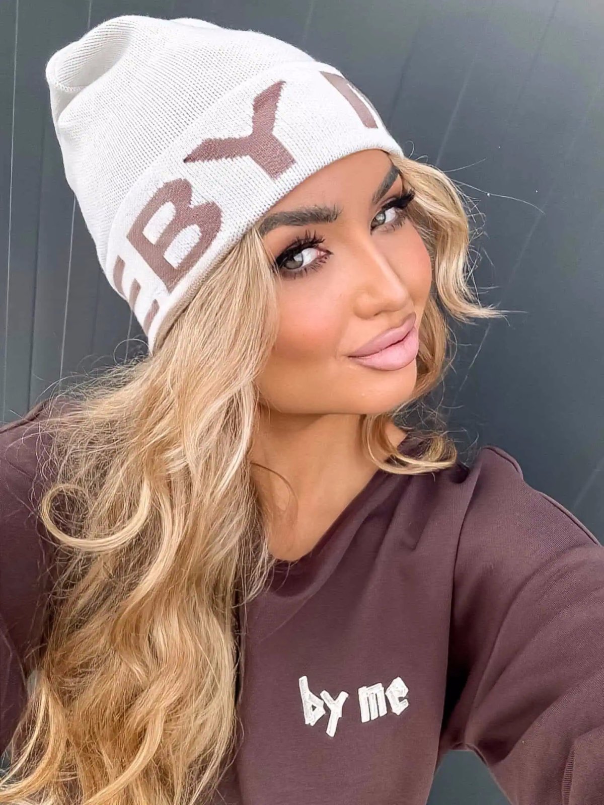 Czapka z kaszmirem BY ME, ecru