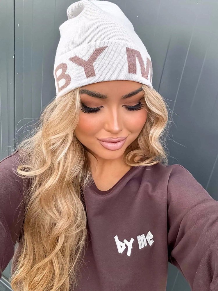 Czapka z kaszmirem BY ME, ecru