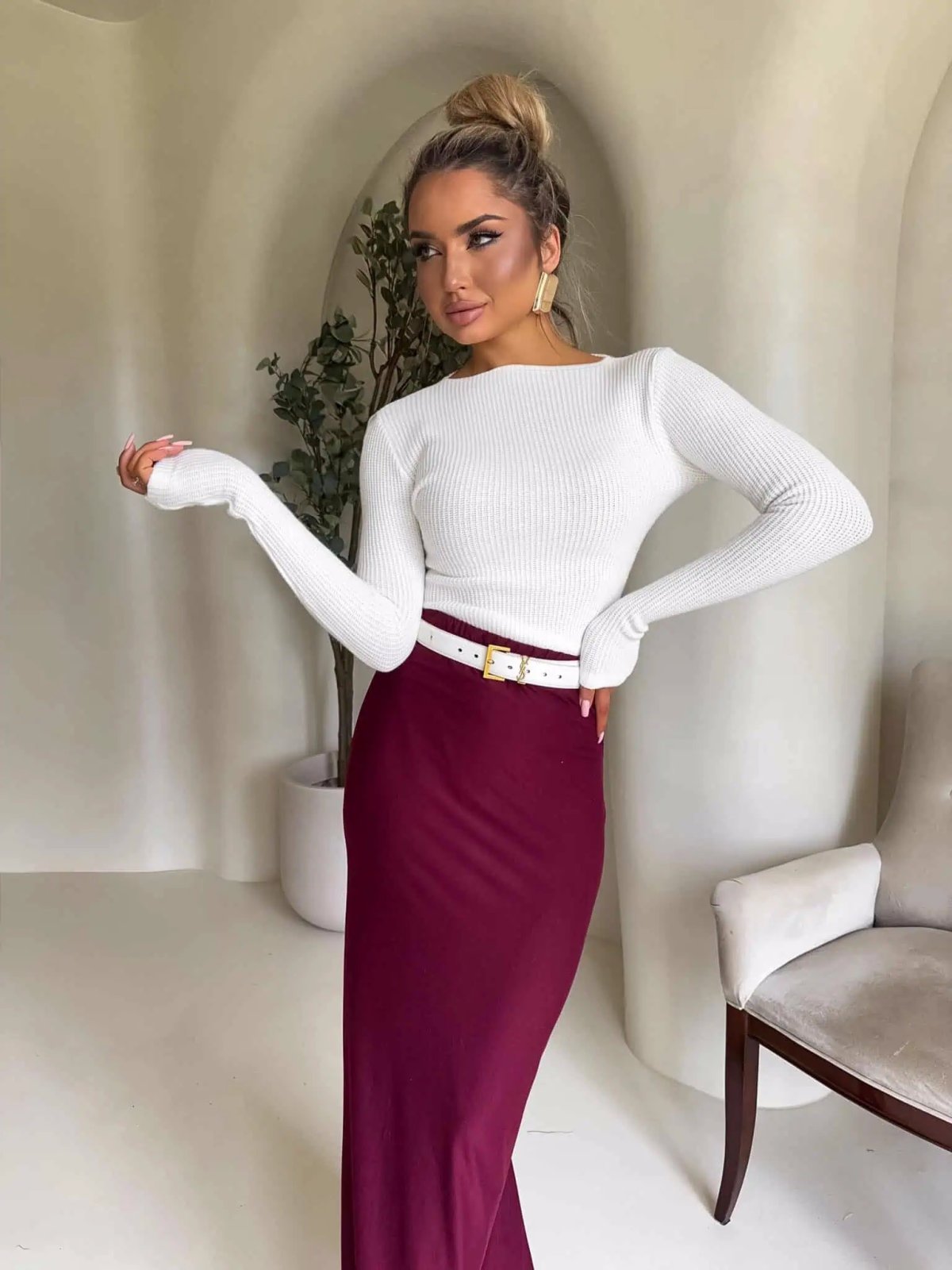 Bluzka WAFELEK, ecru