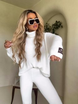 Sweter golf z wełną LAVER, ecru