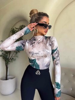 Bluzka SECOND SKIN, leaves