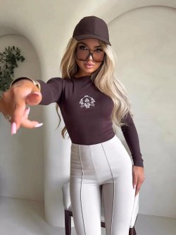 Bluzka SKIN MEDIOLAN, czekoladowa