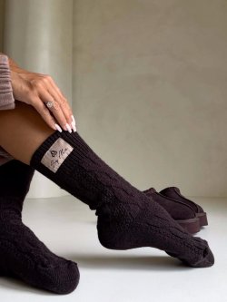 Skarpetki z wełną WOOL, czekolada