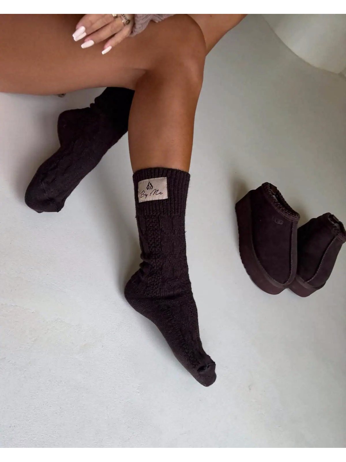 Skarpetki z wełną WOOL, czekolada