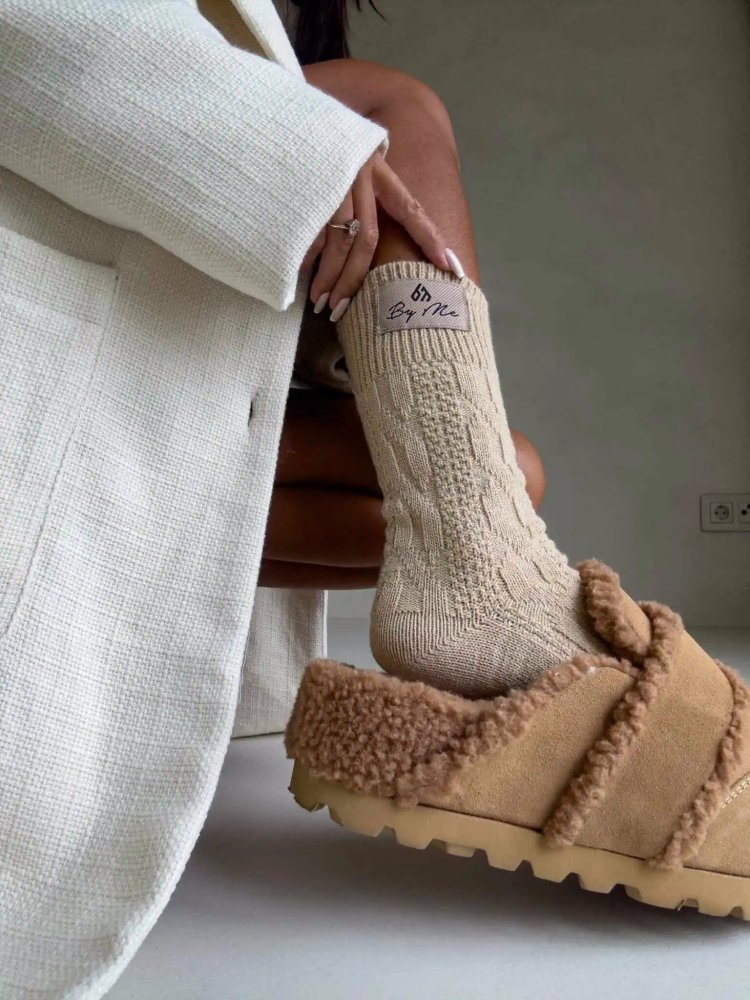 Skarpetki z wełną WOOL, beżowe