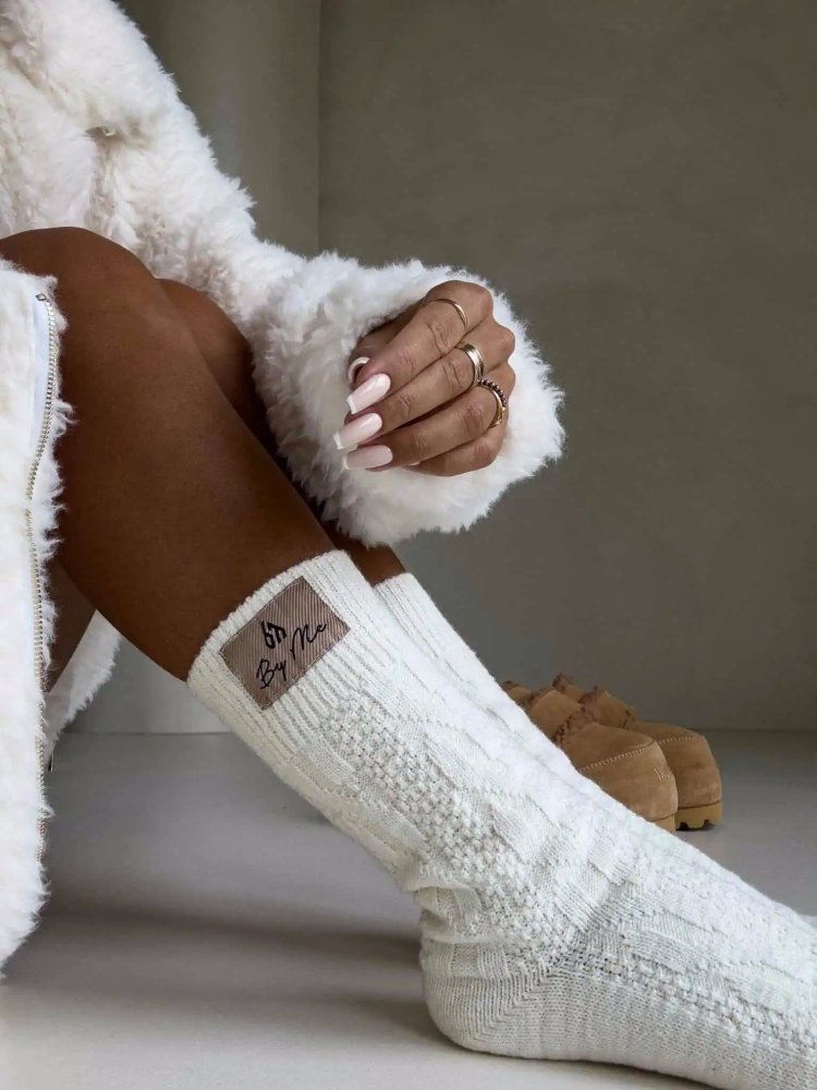 Skarpetki z wełną WOOL, ecru