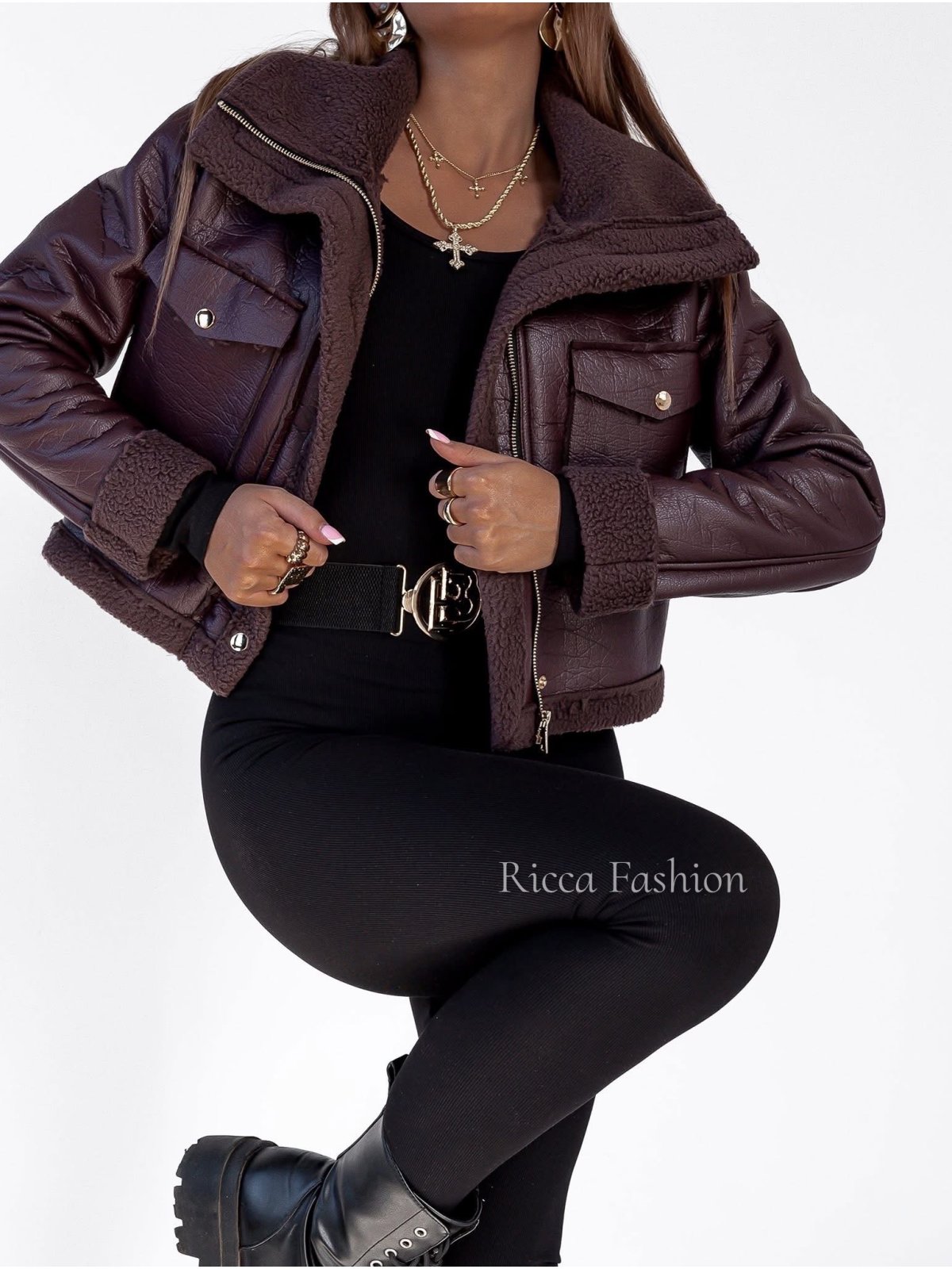 Kurtka/kożuszek premium GRUNGE, bordo