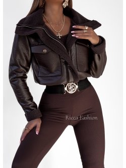 Kurtka/kożuszek premium GRUNGE, chocolate