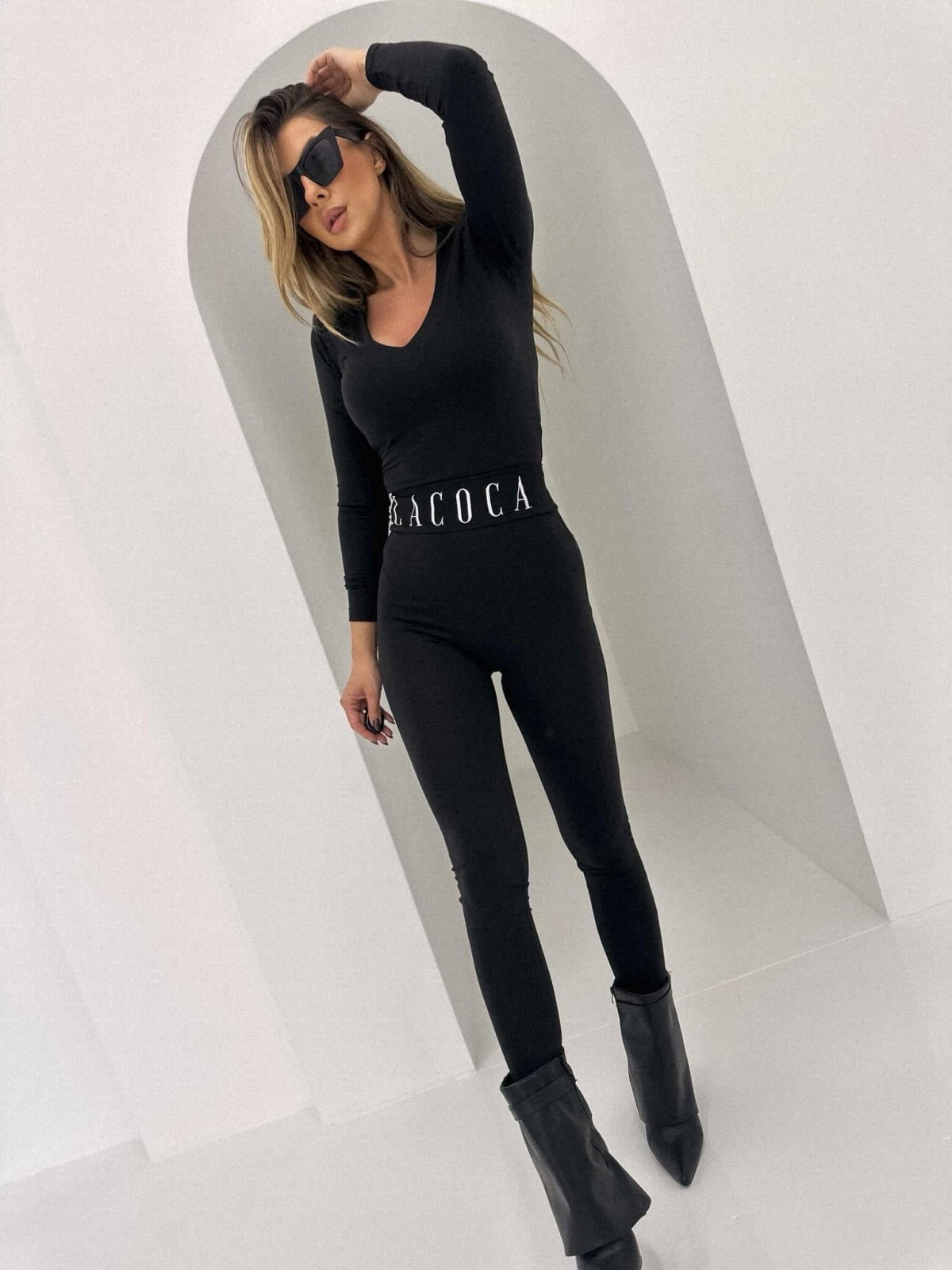 Legginsy prążkowane premium COCOA, black