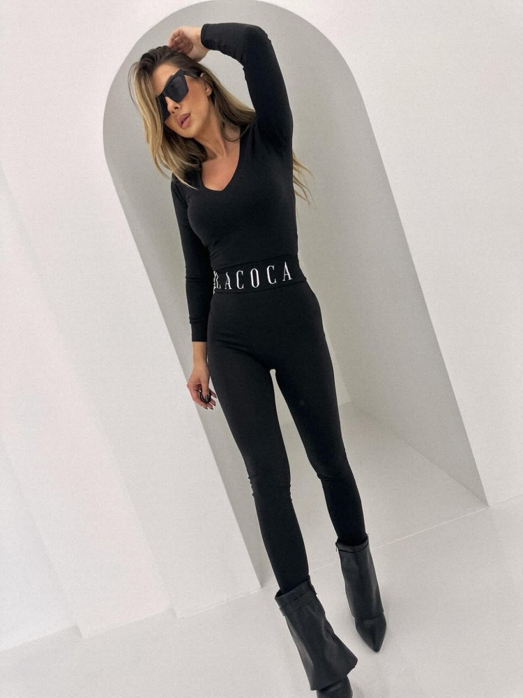 Legginsy prążkowane premium COCOA, black