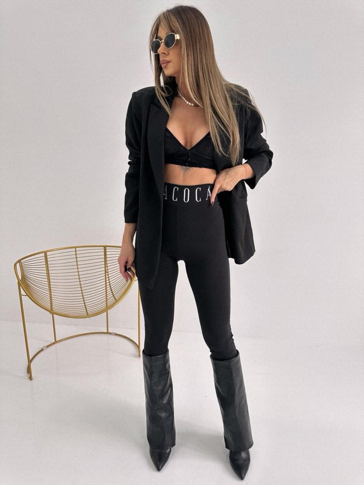 Legginsy prążkowane premium COCOA, black