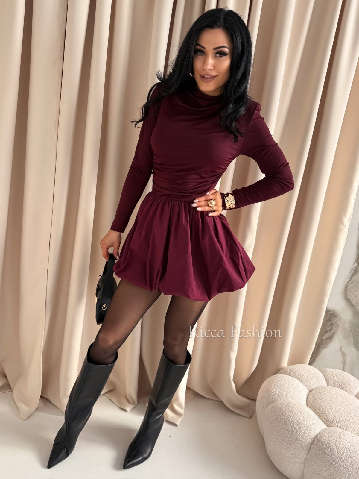 Sukienka bombka SYLVINE, bordo