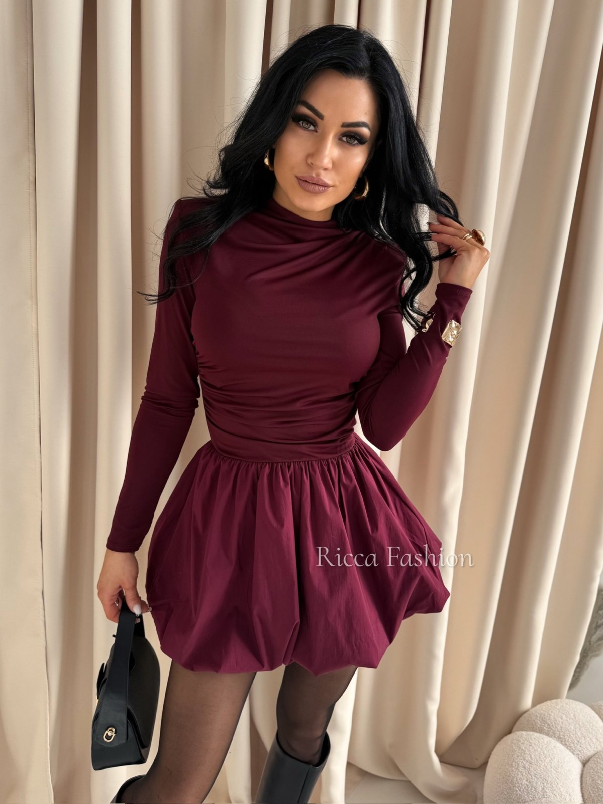 Sukienka bombka SYLVINE, bordo