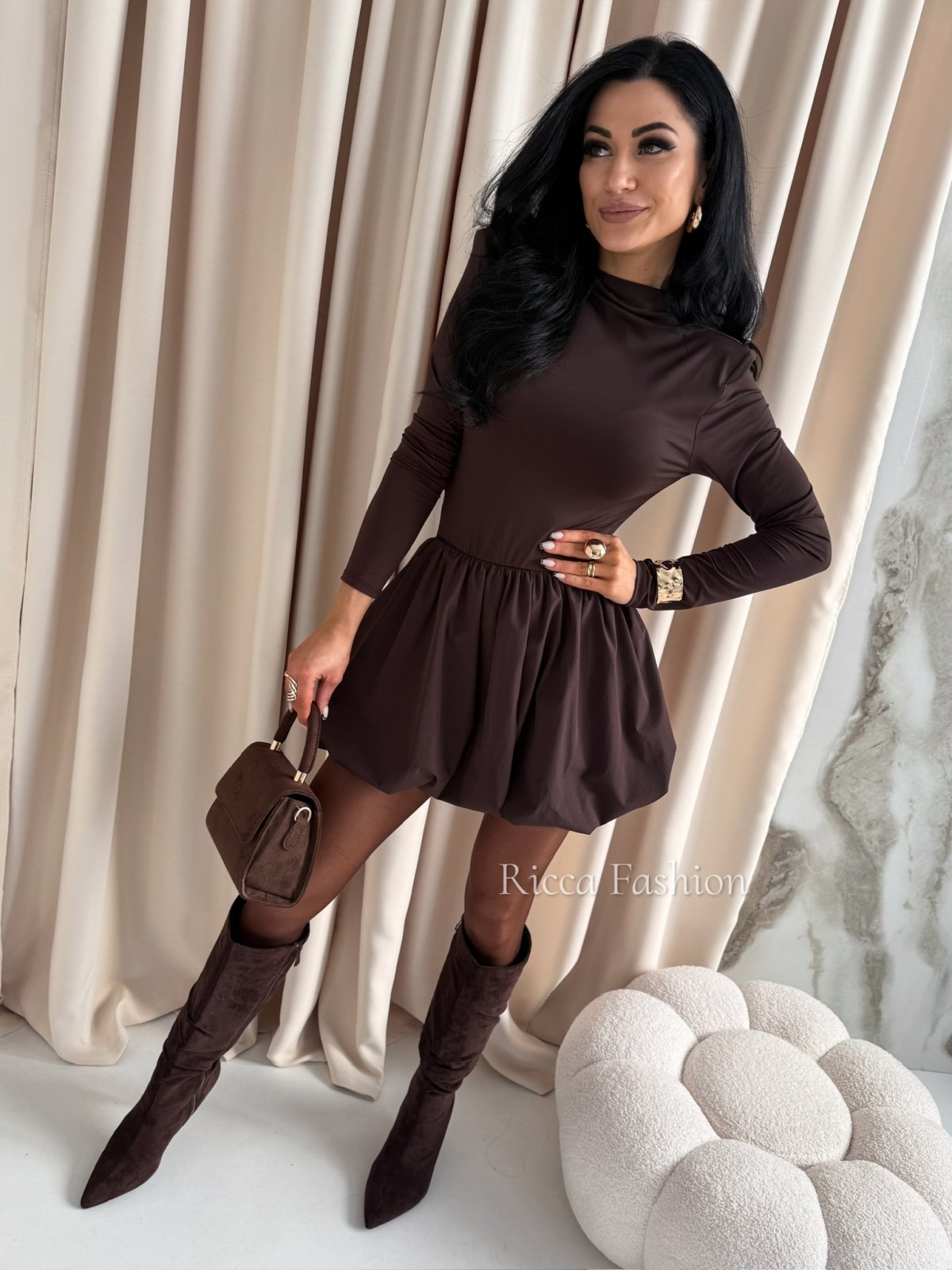 Sukienka bombka SYLVINE, chocolate