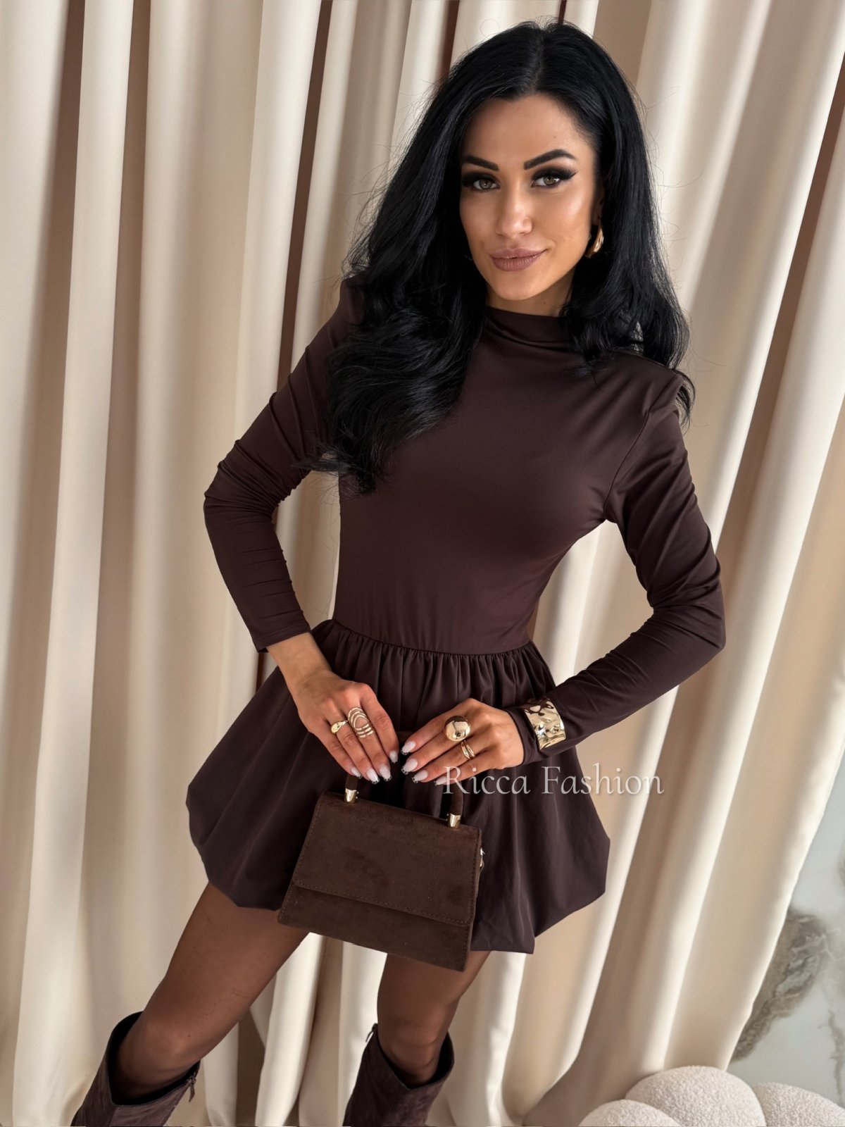 Sukienka bombka SYLVINE, chocolate