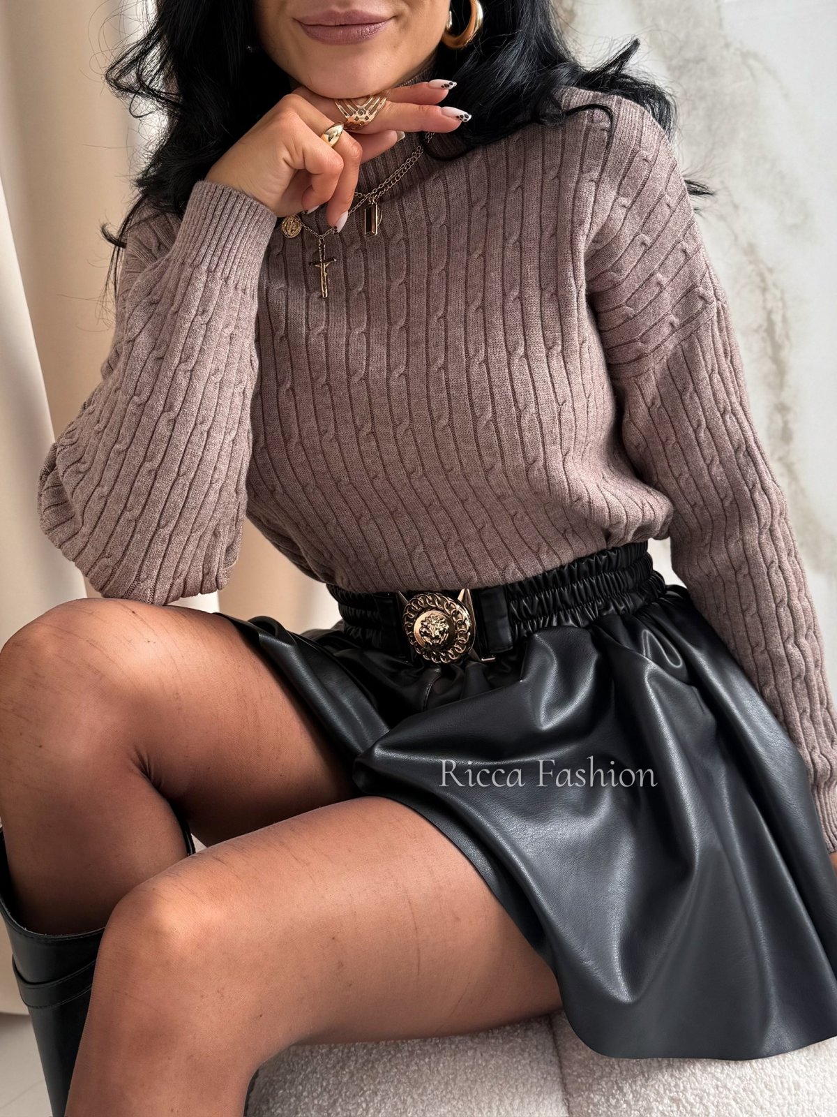 Półgolf z wiskozą XAVIER, mocca