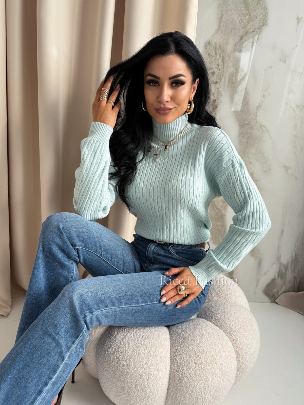 Półgolf z wiskozą XAVIER, mint