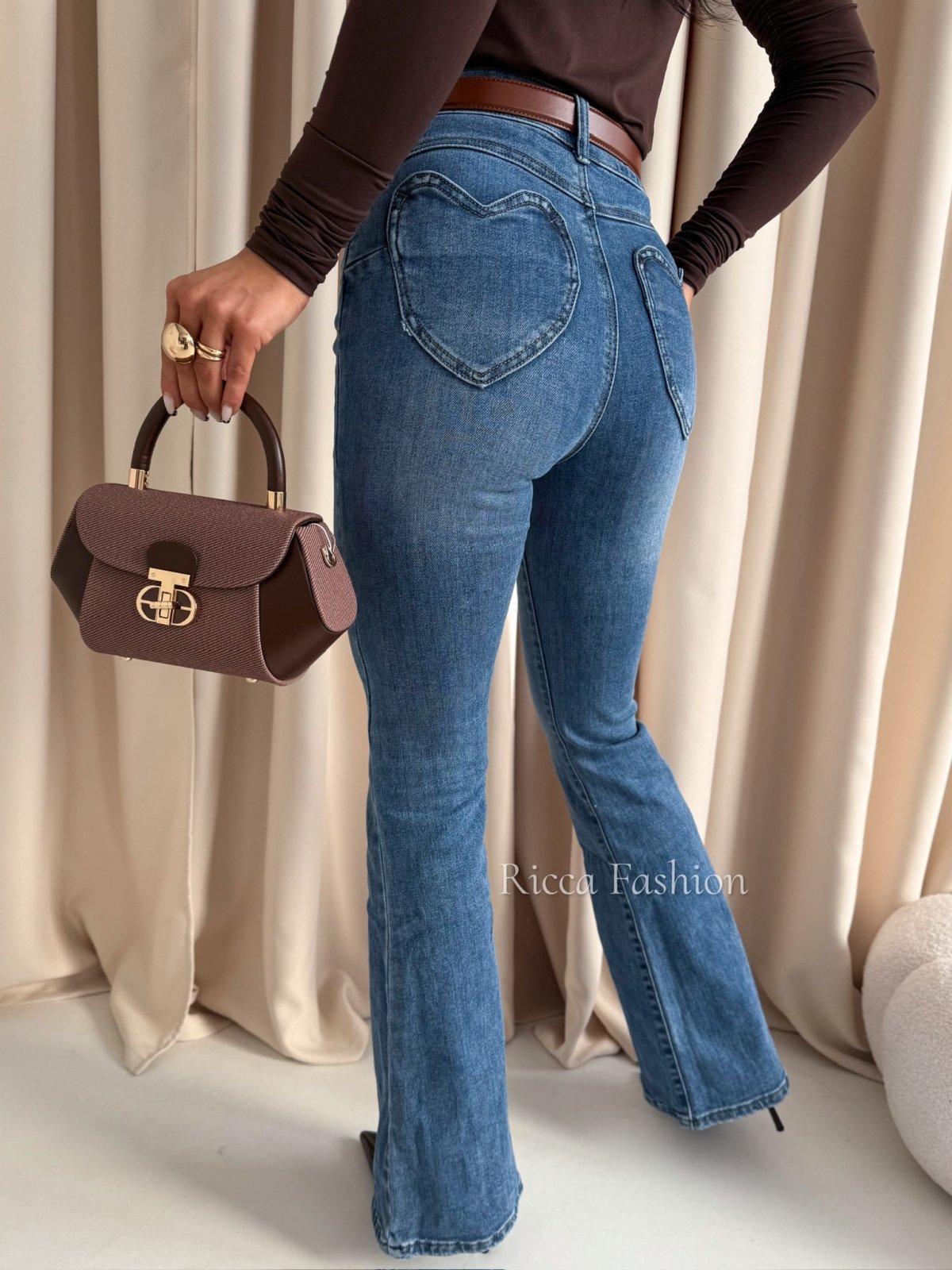 Spodnie dzwony BROKEN HEART, navy