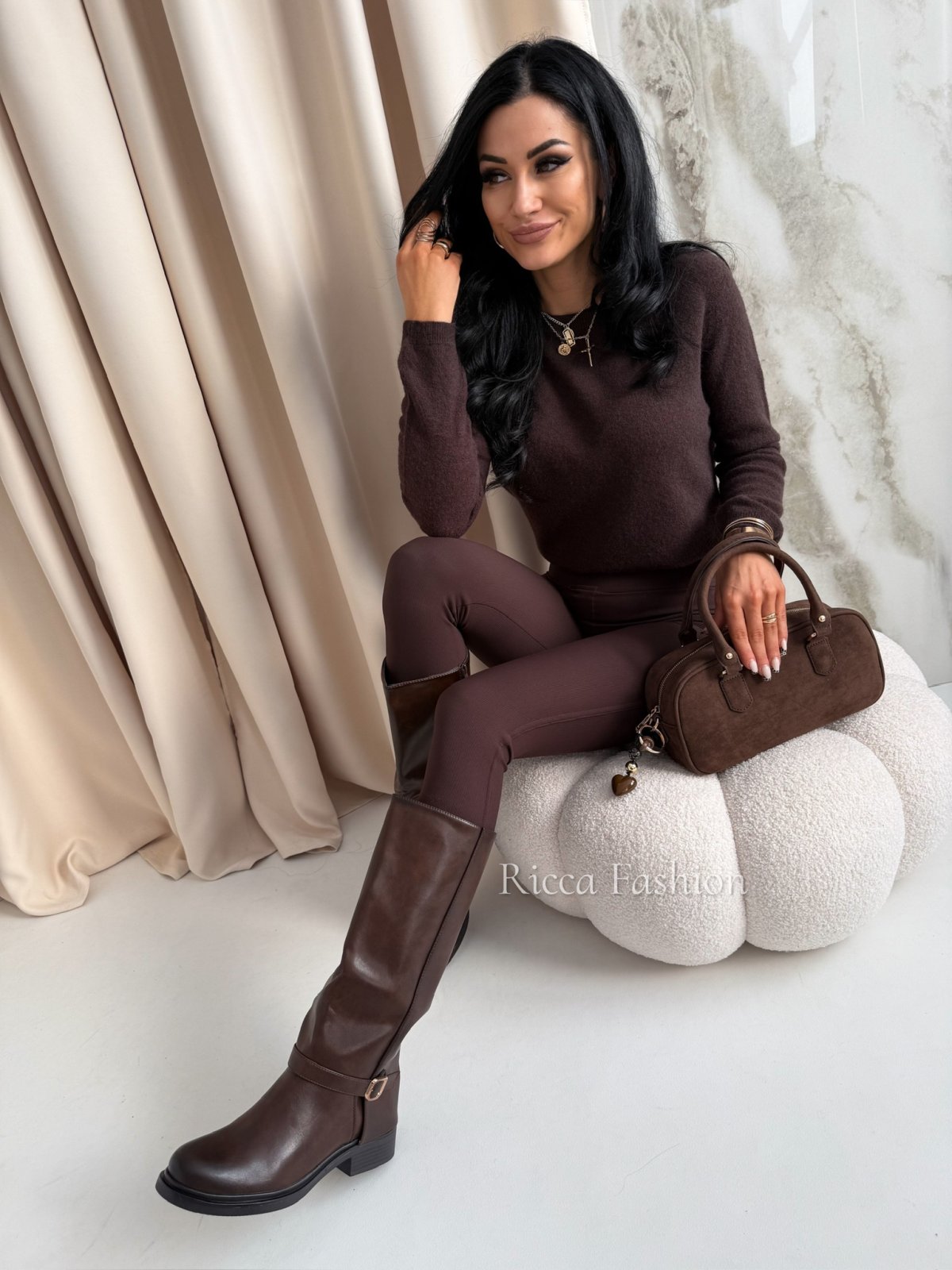 Sweter z baby alpaką MIRELLO, dark chocolate