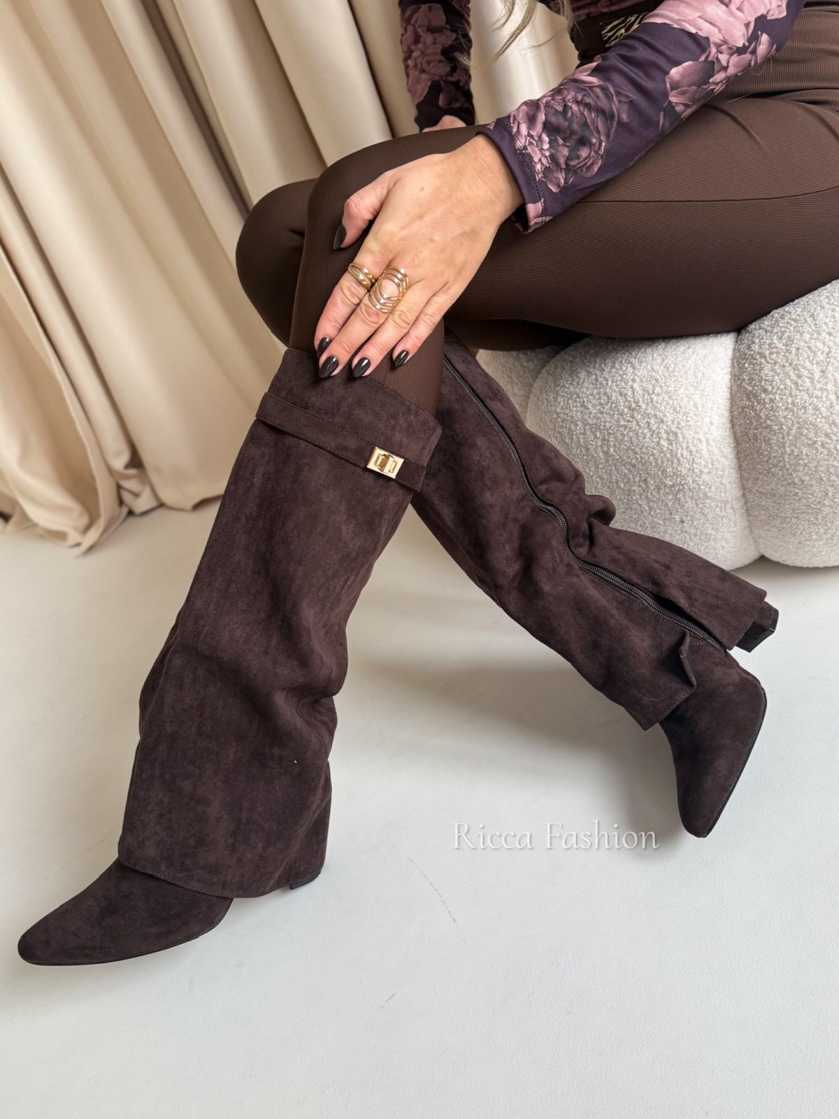 Kozaki zamszowe GIVENN, chocolate