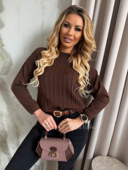 Sweter z wiskozą RICARDO, milk chocolate