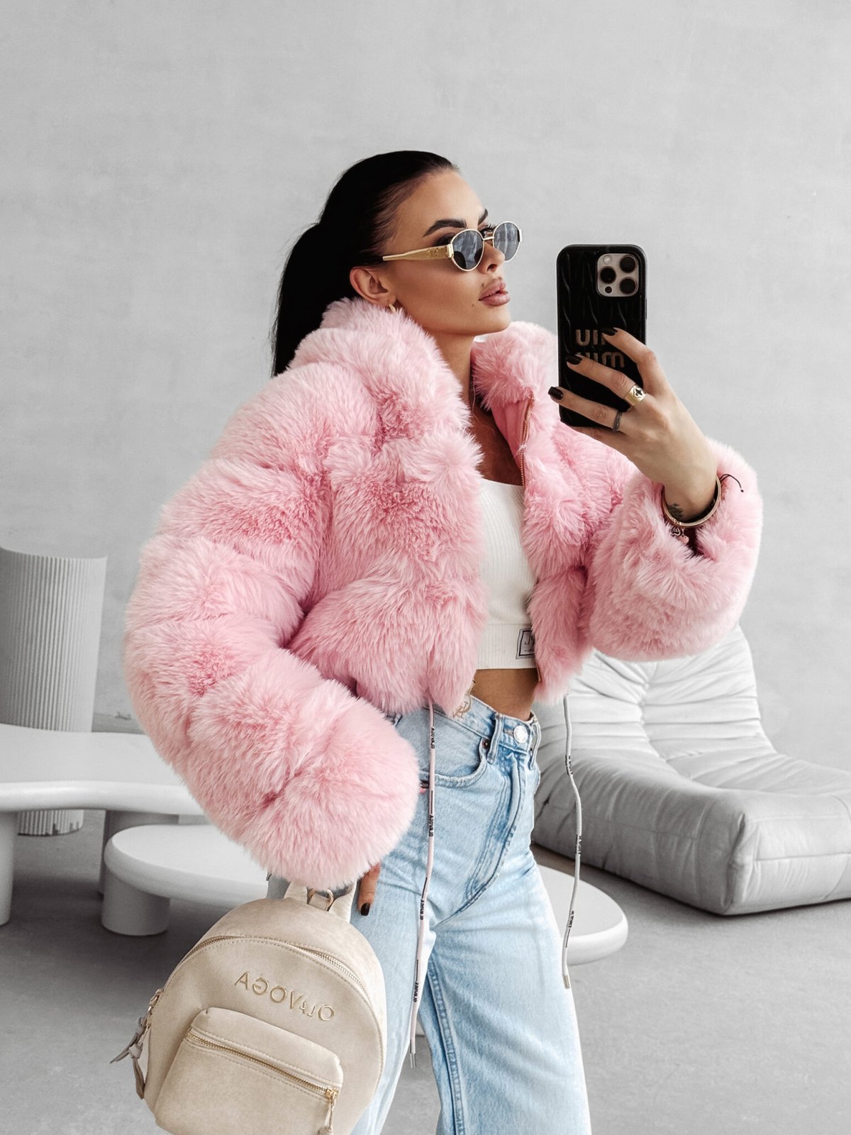 Kurtka/futerko OLAVGA MARCELLINI, pudrowy róż