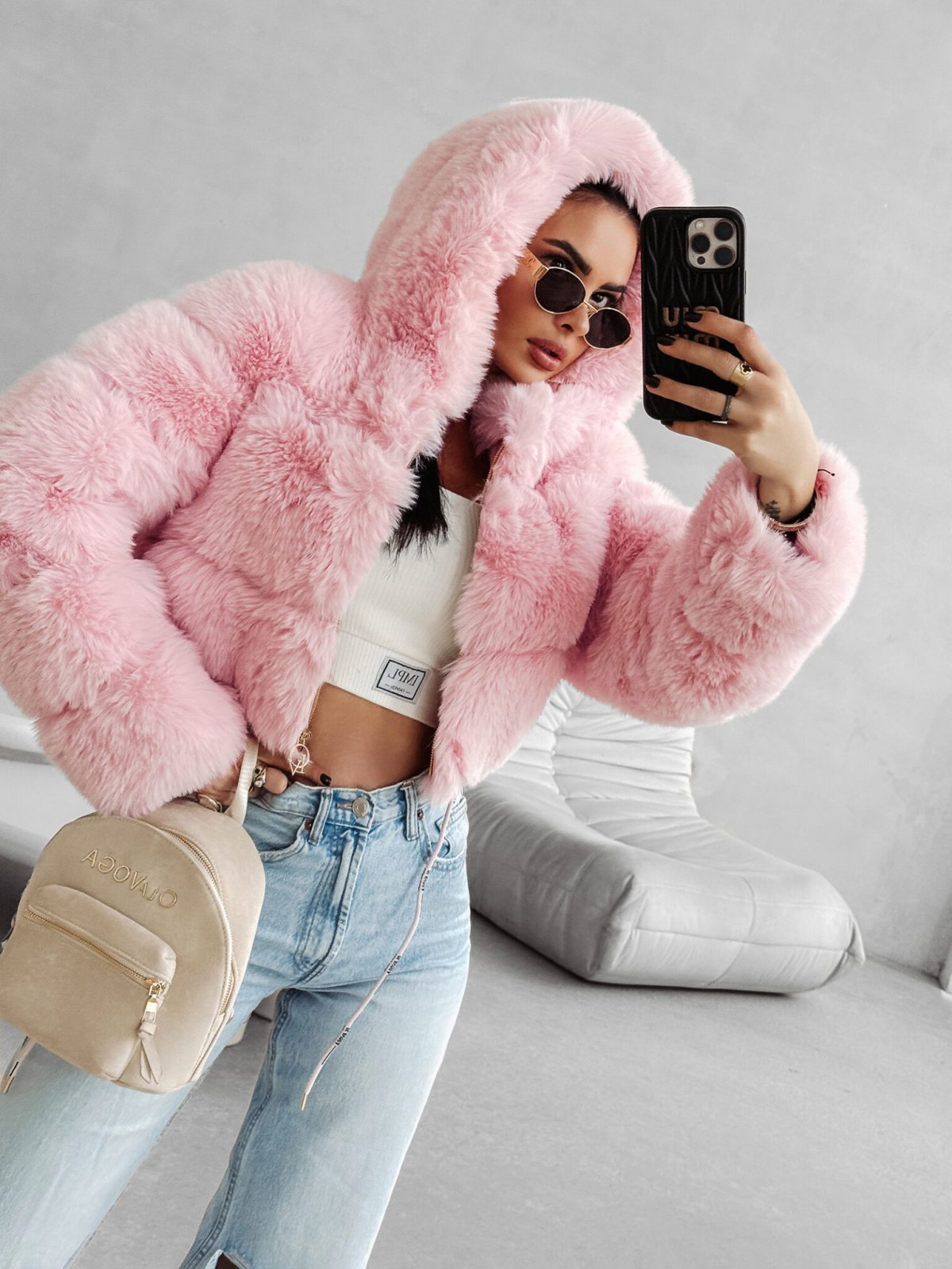 Kurtka/futerko OLAVGA MARCELLINI, pudrowy róż