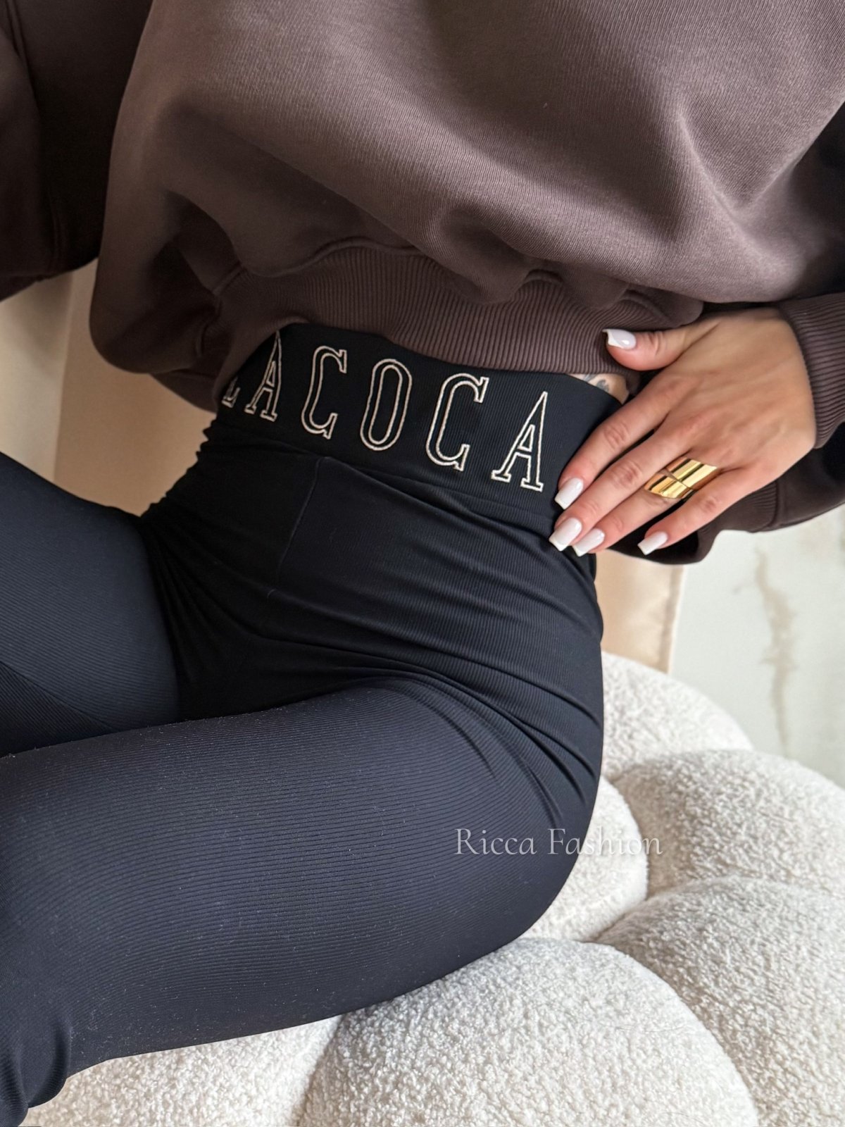 Legginsy prążkowane premium COCOA, black