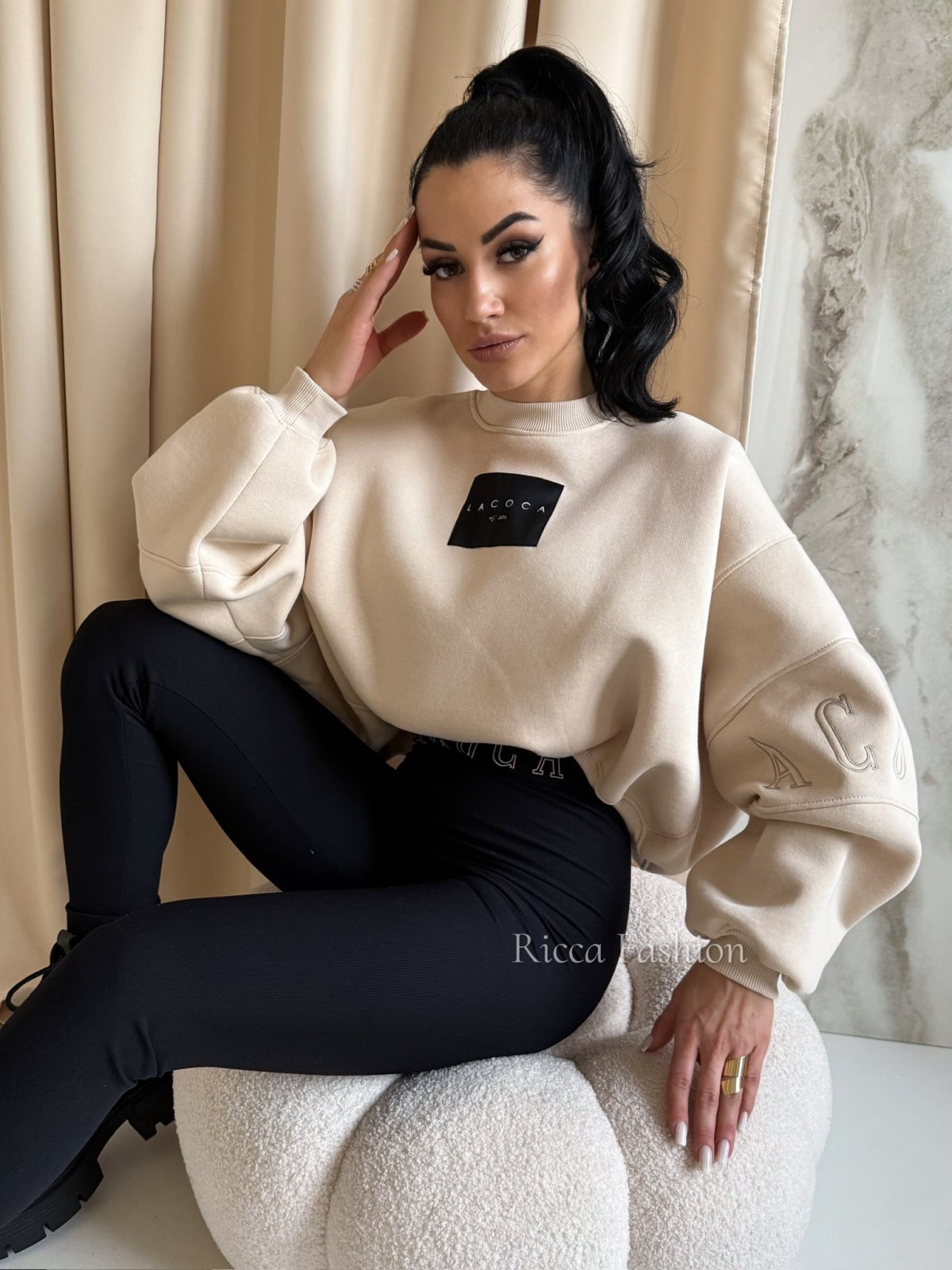 Bluza dresowa COCINE, beige