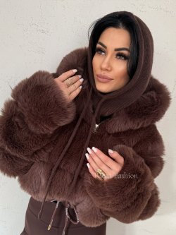 Balaclava/kaptur z wełną, chocolate