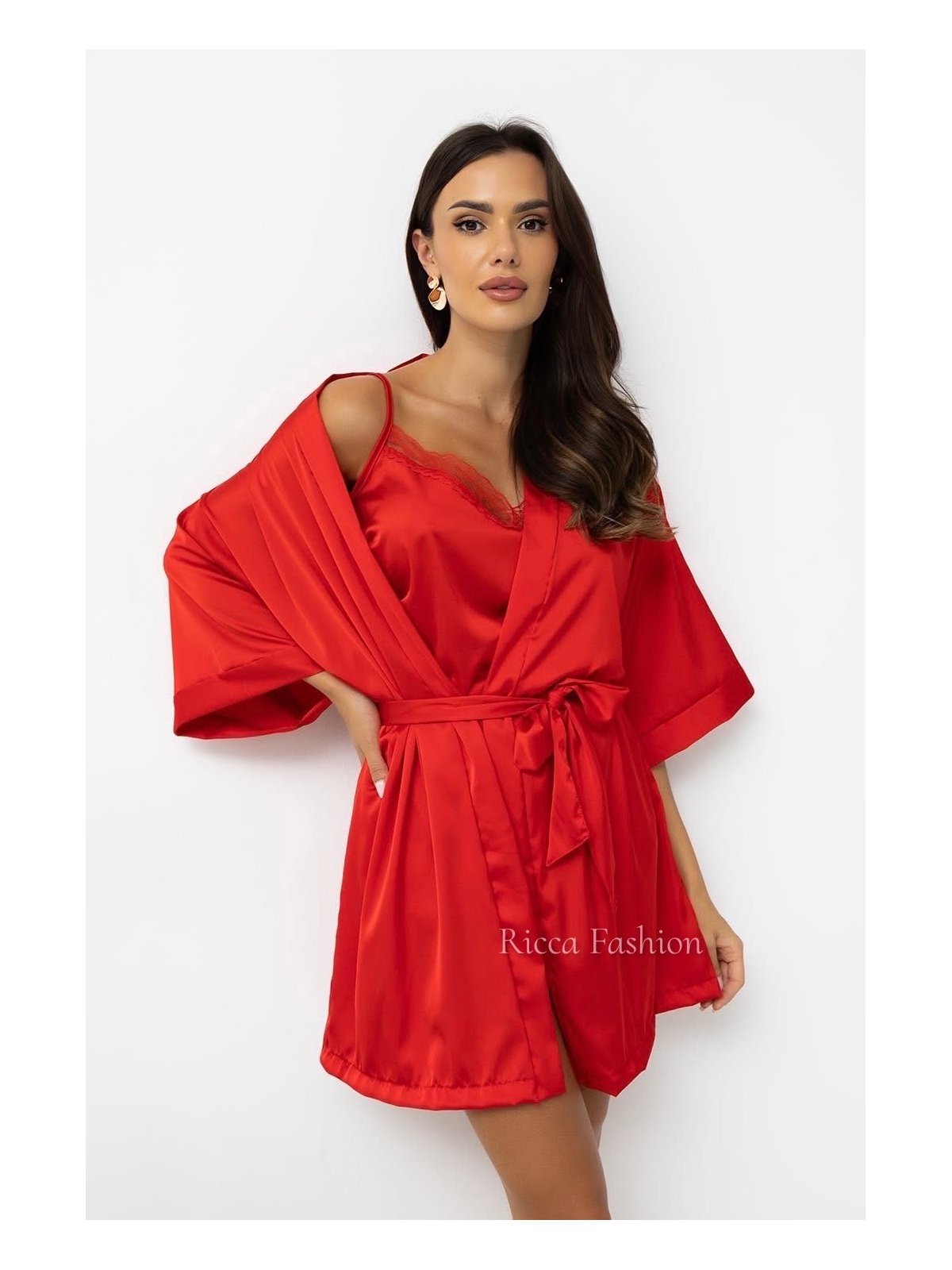 Piżama satynowa 3w1 SLEEPY, red