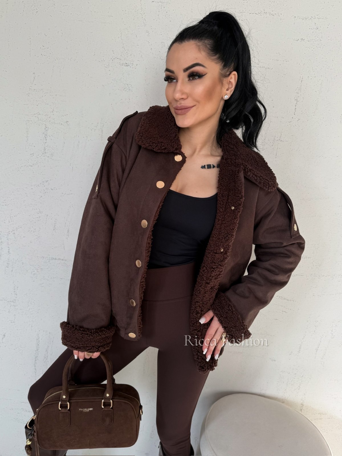 Kurtka/kożuszek zamszowy KATTI, chocolate