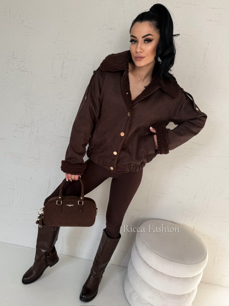 Kurtka/kożuszek zamszowy KATTI, chocolate