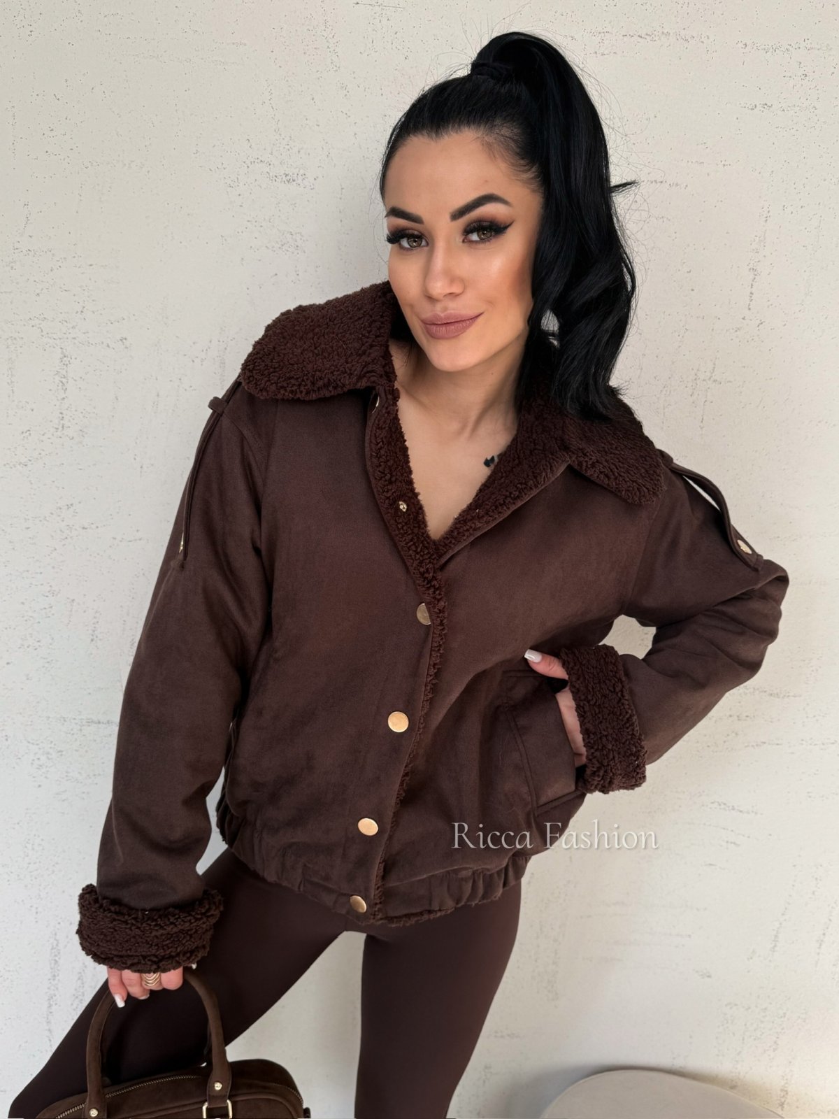 Kurtka/kożuszek zamszowy KATTI, chocolate