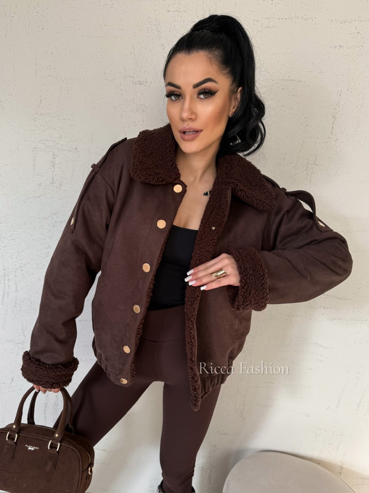 Kurtka/kożuszek zamszowy KATTI, chocolate