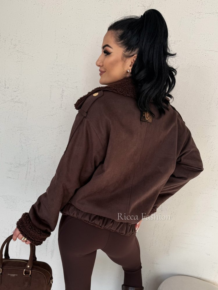 Kurtka/kożuszek zamszowy KATTI, chocolate