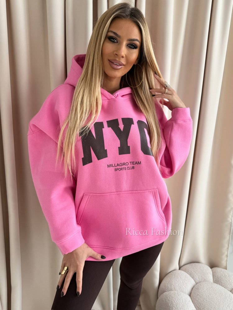 Bluza dresowa NYC, candy pink