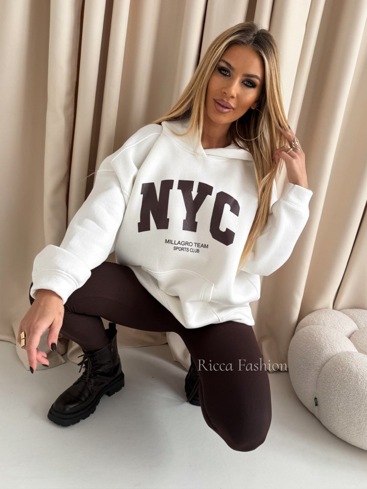 Bluza dresowa NYC, ecru
