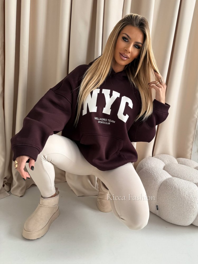 Bluza dresowa NYC, chocolate