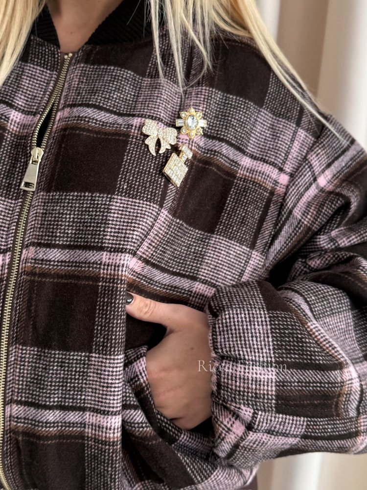 Bomberka w kratę MARTINNA, pink/chocolate