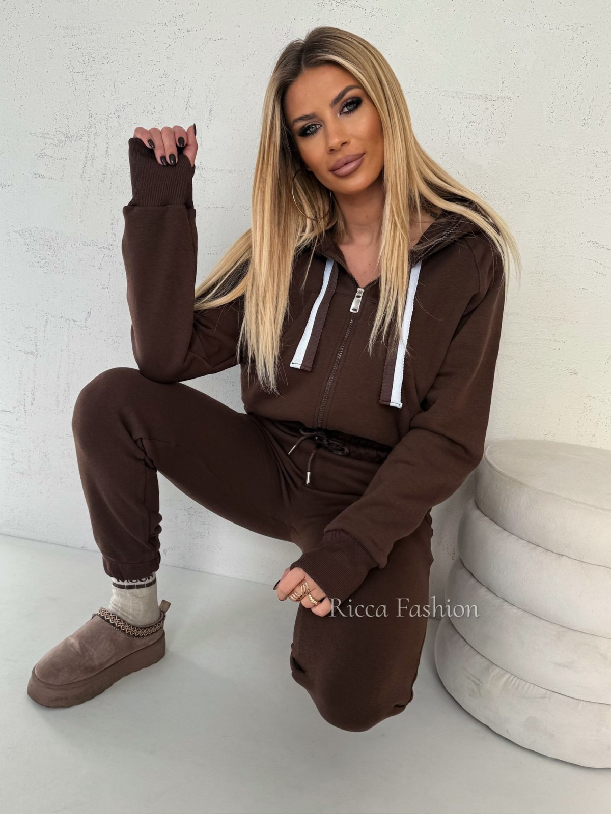 Komplet dresowy bawełniany CAMERON, chocolate