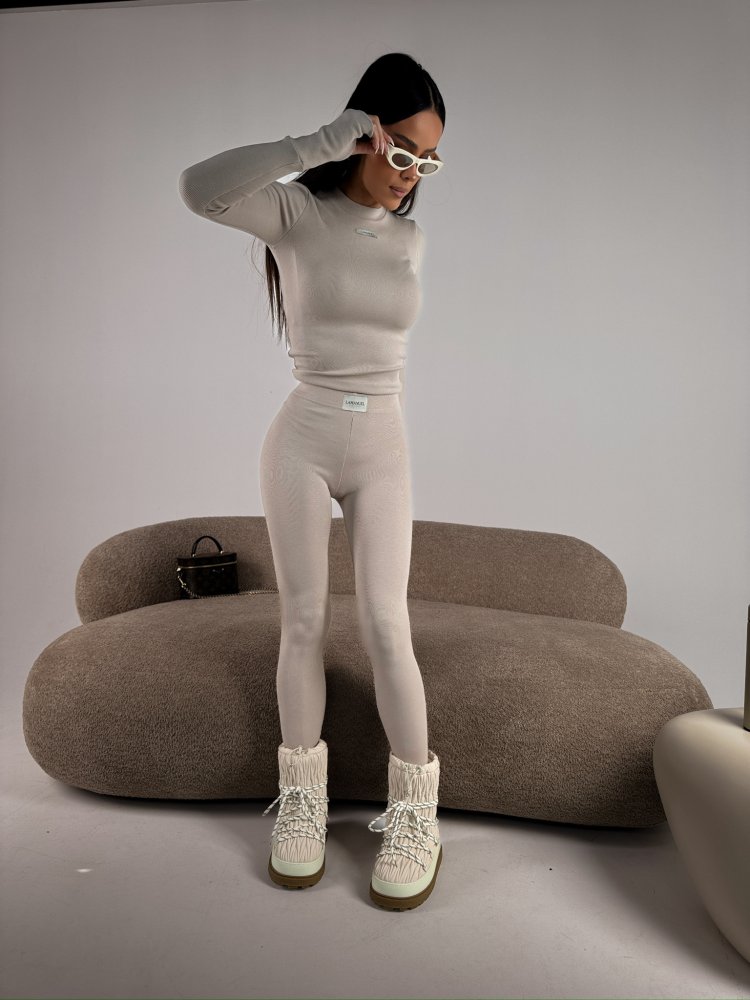 Legginsy prążkowane FLOW, beż