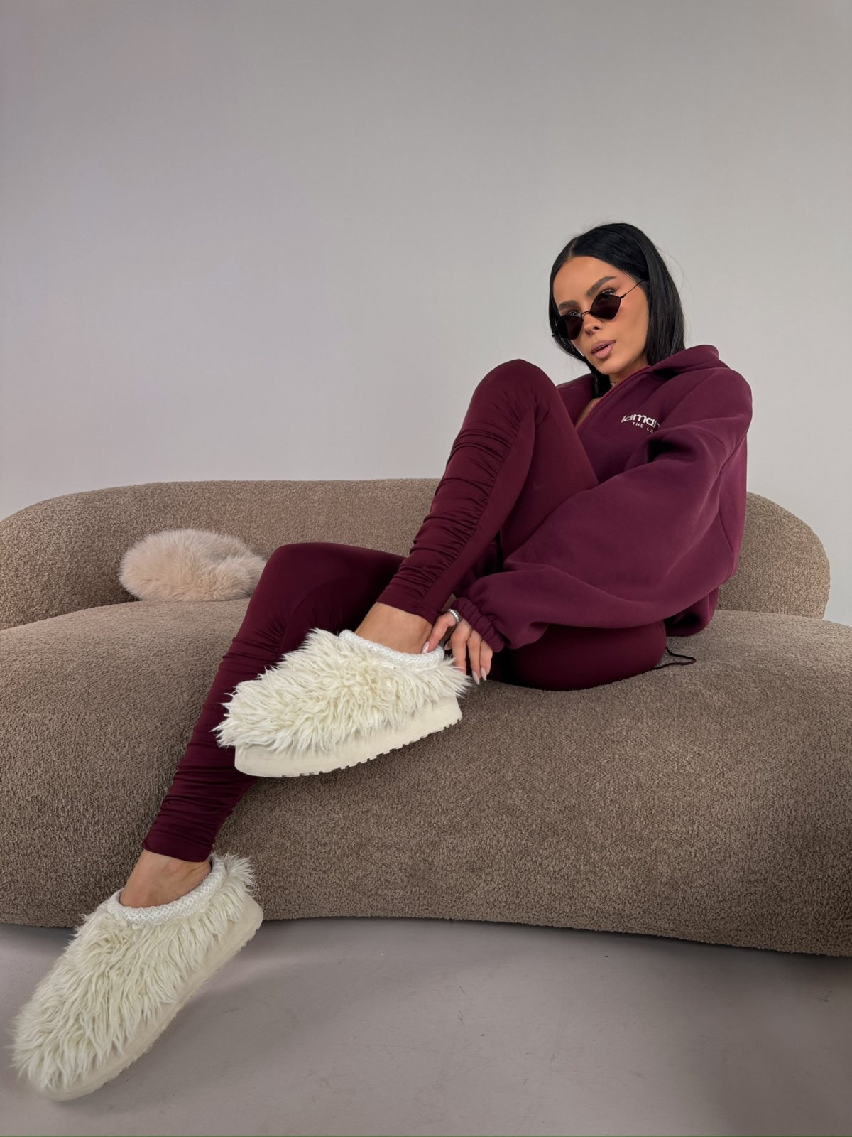 Legginsy z lycry CURVE, bordo